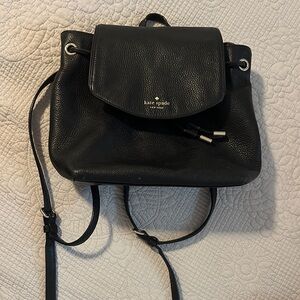 Kate Spade Black Pebbled Leather Backpack